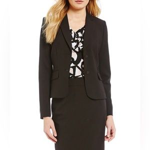 Calvin Klein Notch-Collar Long Sleeve Padded Shoulder Luxe Stretch Jacket